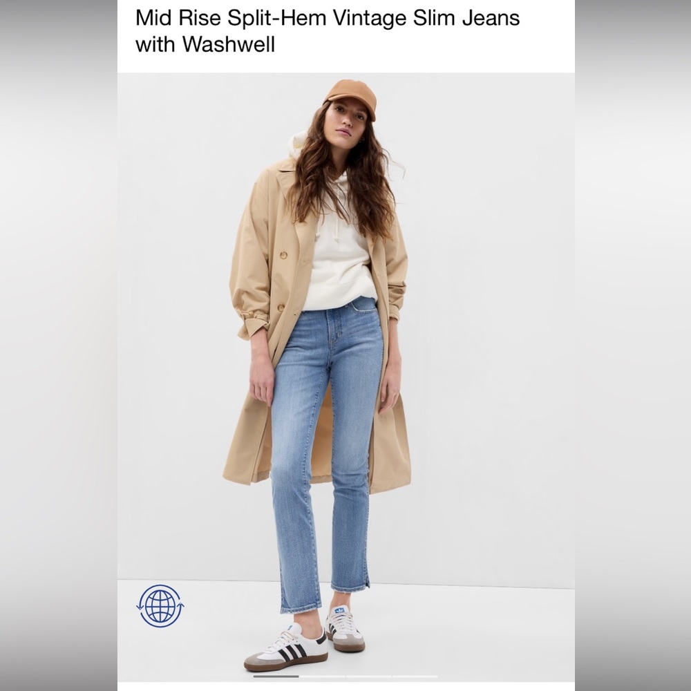 GAP Light Blue Mid Rise Split-Hem Vintage Slim Jeans
